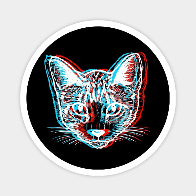 Psychedelic Trippy Rave Cat Abstract Vaporwave Gift Magnet by VaporwaveAestheticDreams